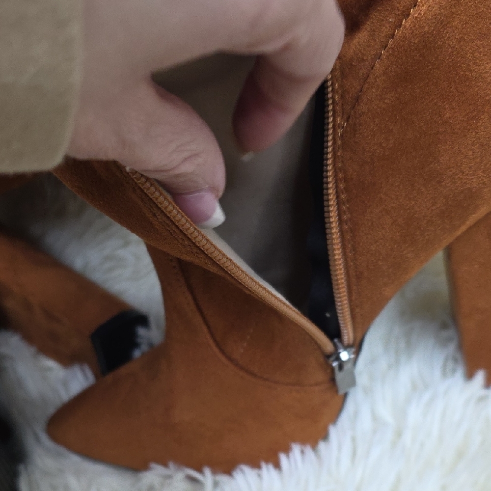 Brown Suede Knee-High Boots - Picture 7 of 14